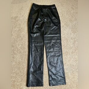 White‎ Fox Black Leather Pants